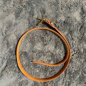 Coach Tan Leather Belt with Classic Brass Buckle